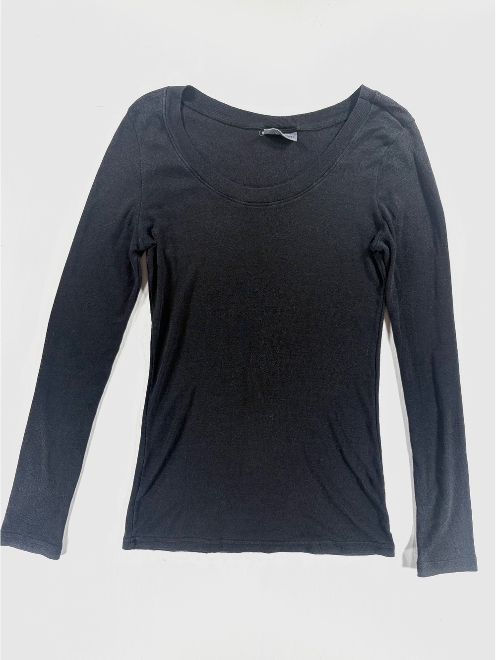 Michael Stars Black Scoop Neck Long Sleeve Top One Size Basics Layering